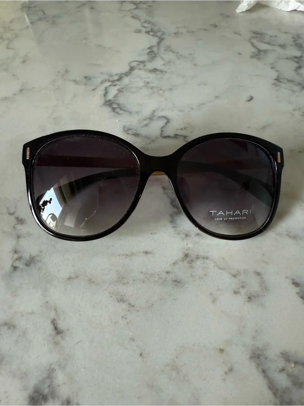 Tahari Women's Black Gradient Oversized Round Sunglasses
